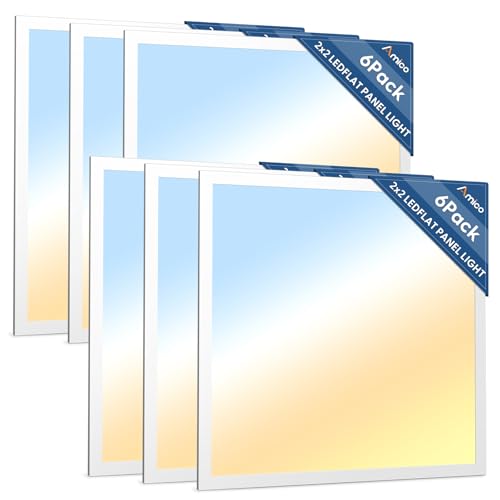 Amico 6 Pack 2x2 LED Flat Panel Light with 3CCT Selectable, 40W, UL/FCC