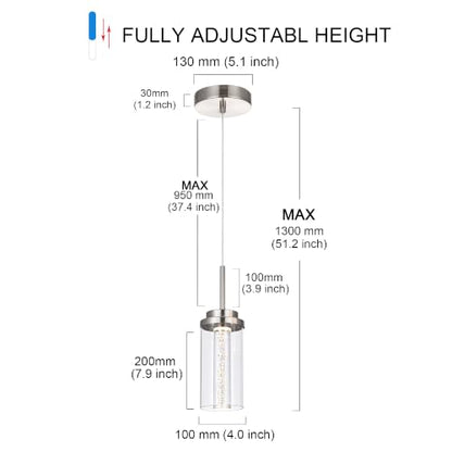 MELUCEE 3 Packs Dimmable LED Pendant Lights Fixtures Brushed Nickel - color: Brushed Nickel, size: 1-Light-3 Packs