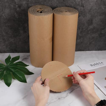 12"x388" Brown Corrugated Cardboard Roll, Single B Flute,2Roll-12"x194"