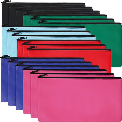 Potchen 18 Pcs Bank Bags with Zipper for Cash Deposit, Multi Color - color: Multi Color