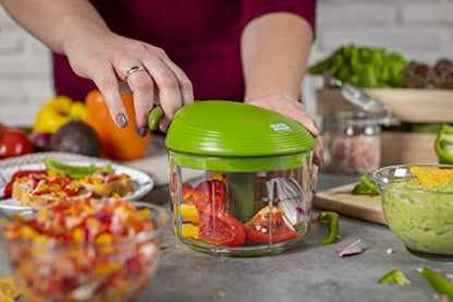 Kuhn Rikon Pull Chop Chopper/Manual Food Processor with Cord Mechanism, Green, 2-Cup - size: 2-Cup