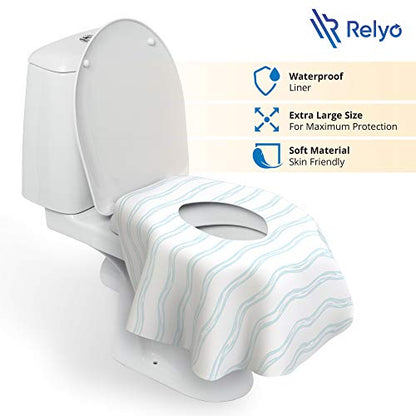 Relyo Disposable Toilet Seat Cover for Travel – 20 Pack with Covers Wrapped in Sets of 2, Non-Flushable Liners, Fits Most Seats – Kids, Toddlers, Adults (Waves, 20) - color: Waves