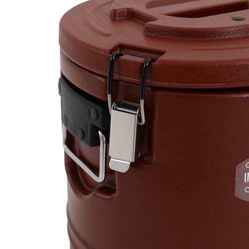 15L/3.96 Gal Insulated Soup Carrier, Stainless Steel Insulated Soup Container Bucket Hot & Cold Thermal Bucket with Lid Commercial Food Warmer for Parties Picnics Cafes Restaurants - color: Brown, size: 15L/3.96 Gal
