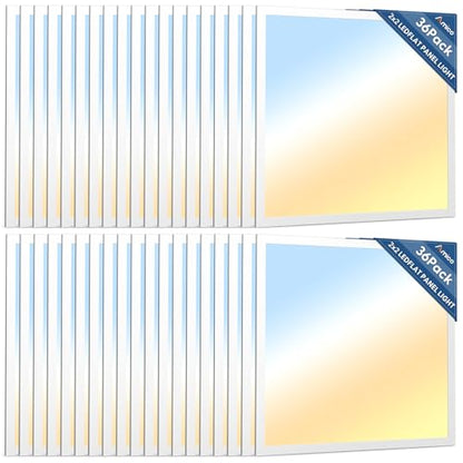 Amico 36 Pack 2x2 LED Flat Panel Light with 3CCT Selectable, 40W, UL/FCC - size: 2x2