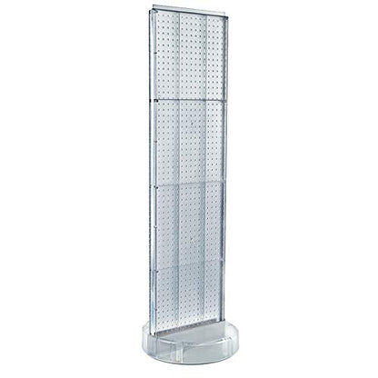 Azar Displays 700780-CLR, TWO-SIDED PEGBOARD FLOOR DISPLAY W/C-CHANNEL SIDES ON REVOLVING ROUND STUDIO BASE. PANEL SIZE: 16"W X 60"H, Clear - color: Clear