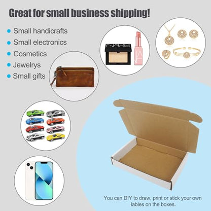 6x4x1 Boxes for Shpping Mailing, 50 Pack Small White Mailer Box Flat Corrugated Cardboard Packaging Gift Boxes Bulk Cheap Literature Mailers for Small Business - size: 6"x4"x1", style: 50 Pack - White