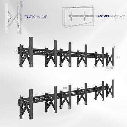 VIVO Black Pop-Out 2x3 Video Wall Mount for 37-65 in TVs, MOUNT-VW65-6 - size: 37" to 65" TVs, style: 2x3 mount