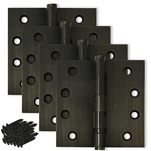 Solid Brass Door Hinge Heavy Duty Ball Bearing 4x4 Inch - Set of 24 Hinges (Antique Brass) - color: Antique Brass