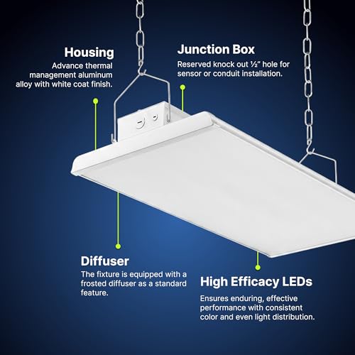 Konlite 2 Pack Linear LED Bay Ceiling Shop Light - 2 Ft - 105W 5000K 1-10V Dimming 14170 Lumens - Equal to 4 lamp T5 Ceiling Light Fixture - No Maintenance for Life - size: 2 PACK - 105W