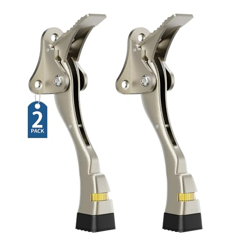 Gotega Door Stoppers, 4 Inch Kickdown Door Stop for Bottom of Door, 2 Pack - color: Satin Nickel, size: 2 Pack