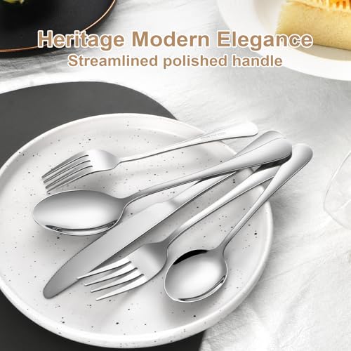 30-Piece Silverware Set for 6, Food Grade Stainless Steel Flatware Set, Mirror Polished Cutlery Utensil Set with Forks, Knives and Spoons, Dishwasher Safe for Home, Restaurant, Wedding and Party Use - size: 30-Piece
