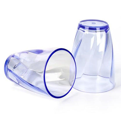 Topsky 12-ounce Plastic Water Tumblers | Set of 4 Transparent Unbreakable Drinking Glasses Clear Acrylic Reusable Juice Wine Cups for Home Picnic Party, Dishwasher Safe, Stackable,Blue - color: Blue 12.3oz