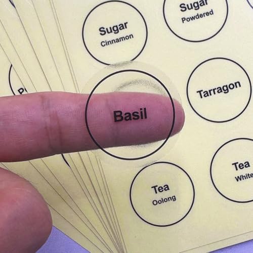 Spice Labels, 432Pcs Spice Labels Stickers 1.4in Waterproof Adhesive Round Preprinted Spice with Blank Label Black Tear Resistant Sticker for Kitchen Jars Caps Food Containers Organizers - color: T Black