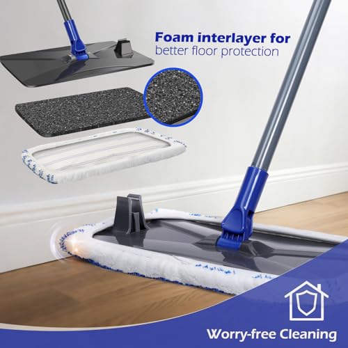Masthome 16" Large Mops for Floor Cleaning,Upgraded 60" Extra Long Handle - color: Blue White
