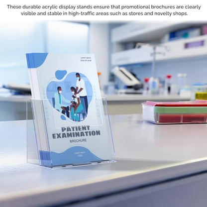 Marketing Holders Brochure Holder for 5.5” Wide Printed Materials Acrylic Countertop Display Literature Tri Fold Stand Rack Literature Organizer Pamphlet Holder Paper