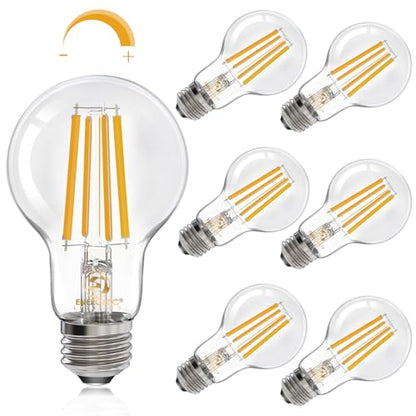 Energetic Dimmable A19 LED Edison Light Bulb, 12W Equivalent 100W, 1600LM High Brightness, 2700K Soft White, Clear Antique LED Filament Bulb for Home, Bathroom, E26 Standard Base, 6-Pack - size: 6 Count ( Pack of 1)