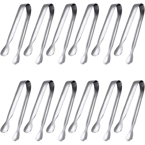 JCREN 12 Pack Serving Tongs, Small Serving Utensils for Catering, Food-Grade 304 Stainless Steel Serving Tongs Appetizer Tongs for Tea Party Coffee Bar Taco Bar, 4" Mini Kitchen Tongs - Silver - color: Silver - 4 Inch