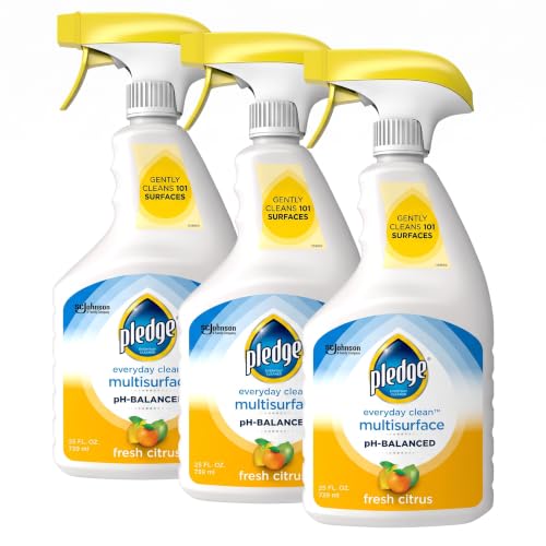 Pledge pH-Balanced Multisurface Cleaner Spray for Everyday Care, Fresh Citrus Scent, 25oz (Pack of 3) - size: 25 Ounce (Pack of 3)