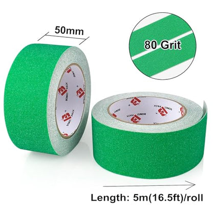 BOMEI PACK Anti Slip Traction Tape,2 Inch x 16.5 Ft,Heavy Duty Non Slip Tape,Grip Tape for Stairs, Tread Step, Indoor & Outdoor Use,Waterproof Stairs Non Skid Treads (Dark Green) - color: Dark Green