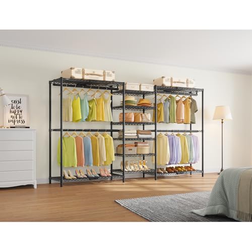 VIPEK X3 Plus Large Expandable Closet Rack Wardrobe Closet Organizer Black - color: Black, size: X3 Plus
