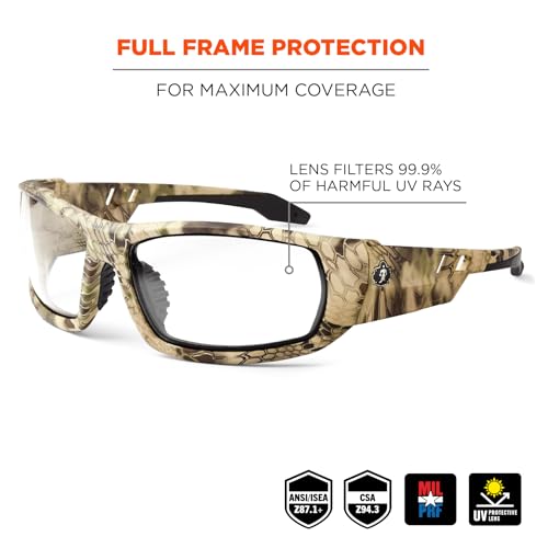 Ergodyne Skullerz ODIN Safety Glasses Sunglasses, Impact Resistant Z87.1+ - color: Kryptek Highlander Frame, Clear Lens