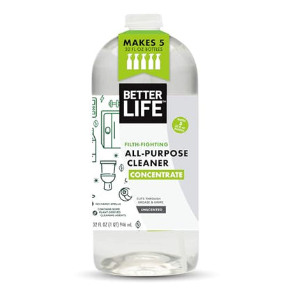 Better Life All Purpose Cleaner Concentrate- Multipurpose Home and Kitchen Cleaner for Glass, Countertops, Appliances, Upholstery & More - 32oz Unscented Concentrate - size: 32 Fl Oz (Pack of 1)