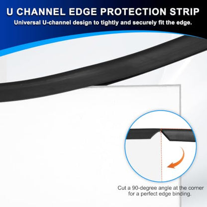 PATIKIL U Channel Rubber Edge Trim 8.2Ft Long for 23/64"–25/64" Thick Edge - size: 8.2Ft L x 9/16" W, 25/64" Slot
