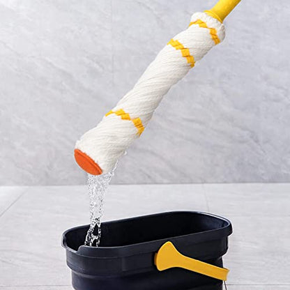 Self-Wringing Twist Mop with 1 Extra Refill, 57" Long Handle, Yellow - color: Yellow (1 Handle & 2 Mop Heads)