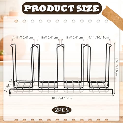 Maxdot 2 Pcs 4 Section Coffee Cup Organizers 18.7 x 8.5 x 5 Inch Wire Rack Coffee Cup and Lid Holder Black Iron Lid Dispenser Countertops Station Organizer for Kitchen Storage Essentials - size: 18.7 x 8.5 x 5 Inch