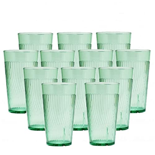 TrueCraftware- 10 oz. Belize Tumbler/Drinking Cups Green Polycarbonate Set of 12-Premium Iced Tea Glasses Stackable Reusable Drinking Glasses Dishwasher Safe Break-Resistant for Home Restaurants - color: Green, size: 10 oz