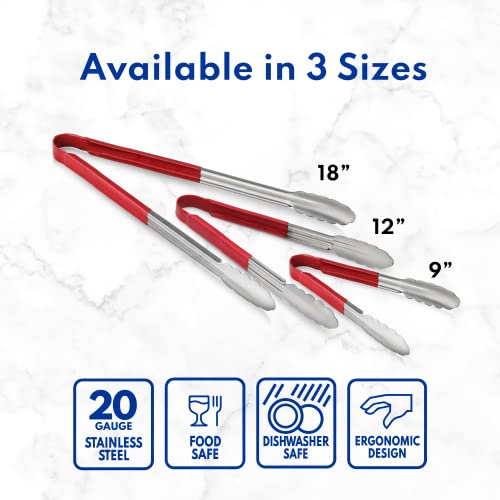 New Star Foodservice 12 Inch Utility Spring Tongs, Set of 12, Commercial Restaurant Grade Stainless Steel Tongs with Green Vinyl Coated Handles - color: Green, size: 12-Inch