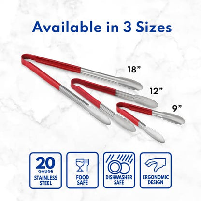 New Star Foodservice 12 Inch Utility Spring Tongs, Set of 12, Commercial Restaurant Grade Stainless Steel Tongs with Green Vinyl Coated Handles - color: Green, size: 12-Inch