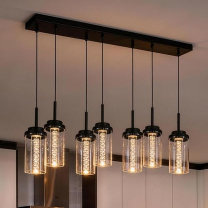 MELUCEE 7-Light 43.3in Linear Kitchen Island Lighting Fixture 3000K-6000K - color: Black, size: 7-Light-Rectangle