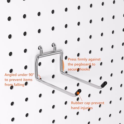 FRIMOONY Heavy Duty Pegboard Hooks 30 Pack, 4 Inch Long, Fitting 1/4 Inch Pegboard Holes, Silver Metal Garage Workshop Shed Organizer - style: 30Pack
