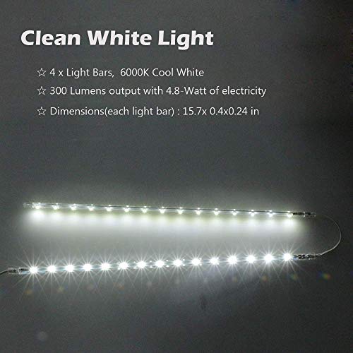 LED Display Light Bar Kit - (4) 16inches Plug-in Linkable Strip Lights for Large Display Cabinet - Series + Parallel Connection - White 6000K - color: Cool White (6000K)