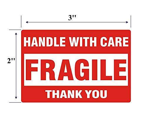 [1 Roll, 500 Labels] 2" x 3" Fragile Stickers Handle with Care Warning Packing/Shipping Labels - Permanent Adhesive - size: 1 Roll