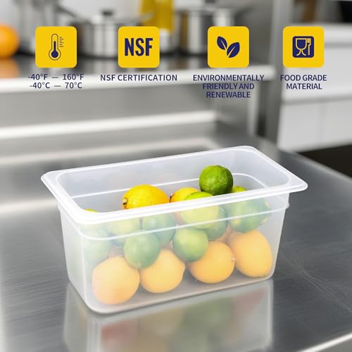 BIEAMA 6 Pack 1/3 Size 6" Deep Food Pans with Lids, Translucent - color: 1/3 Size, size: 6" Deep