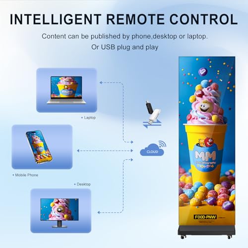 80 Inch LED Digital Signage Display with P1.86, LED Poster Screen Frameless Splicing, Advertising Display GOB LED Screen with Flight Case for Giant Commercial Events & Rentals (Black, 2 Unit) - color: Black, size: 2 Unit