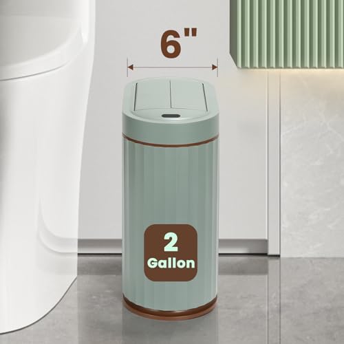 ELPHECO Motion Sensor Bathroom Trash Can with Lid 2 Gal Automatic Trash Can - color: Sage Green