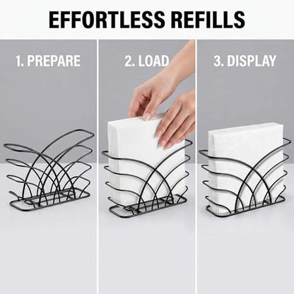 Napkin Holder for Table, Black Iron Upright Paper Dispenser - color: P - Luncheon Napkin Holder - Black, size: Luncheon Napkin Holder