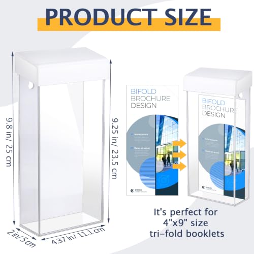 Remerry 3 Pcs 4 x 9 Inch Acrylic Outdoor Brochure Holder with Lids, White - color: White