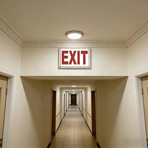 (4 Pack) Exit Sign, 10"x 7" Rust Free Reflective Aluminum Metal Sign, Fade Resistant, Waterproof, Easy to Mount
