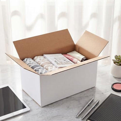 Shipping Boxes 10X5X5 Set of 25, White Corrugated Cardboard Box for Mailing Business Packaging - size: 10X5X5 Inches