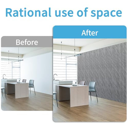Art3d Six-Grid Design Slim Slat Wall Panel, 104 x 12 Inch, 4-Pack, Granite - color: Six-Grid Granite
