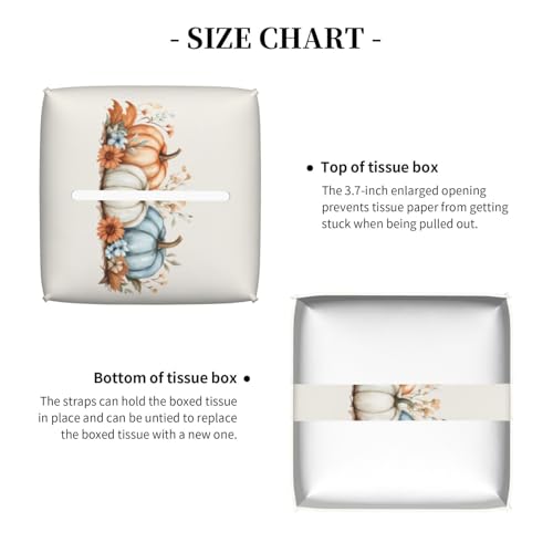 Sunflowers with Pumpkin Square Tissue Boxes, Tissue Holder 5.2"x5.2"x5.2" for Home Car Office Table - color: Sunflowers With Pumpkin