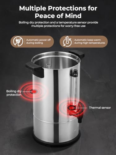 Coffee Urn 60 Cups Commercial, 6L Electric Beverage Dispenser