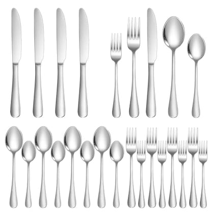 20-Piece Silverware Set for 4, Food Grade Stainless Steel Flatware Set, Mirror Polished Cutlery Utensil Set with Forks, Knives and Spoons, Dishwasher Safe for Home, Restaurant, Wedding and Party Use - size: 20-Piece
