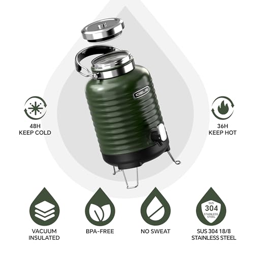 IDEUS Insulated Beverage Dispenser 1.4gal, Drink Container Deep Green - color: Green for camping, size: 179.2 Ounces