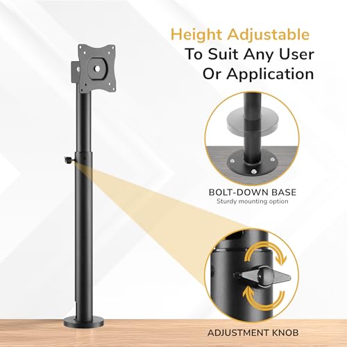 Mount-It! POS Monitor Mount for Retail Checkout & Reception Counters - Extra Tall Height Adjustable Pole with Secure Bolt-Down Base, VESA 75x75 & 100x100 Compatible - Fits 13–32” Monitors, 33 lbs - style: 20-32.3 Inches