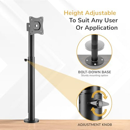 Mount-It! POS Monitor Mount for Retail Checkout & Reception Counters - Extra Tall Height Adjustable Pole with Secure Bolt-Down Base, VESA 75x75 & 100x100 Compatible - Fits 13–32” Monitors, 33 lbs - style: 20-32.3 Inches